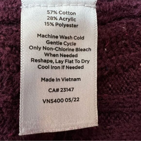 Talbots Petite Cable Knit Pima Cotton Turtleneck Sweater Burgundy Size Mp - Picture 4 of 4